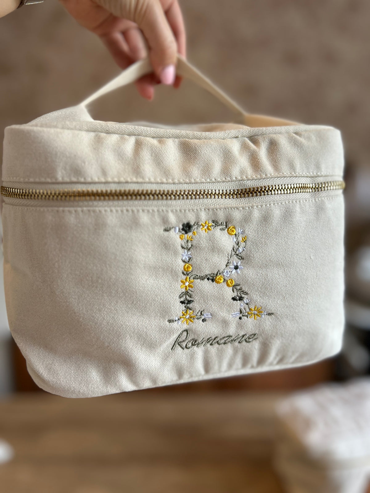 Vanity en coton initiale fleurie