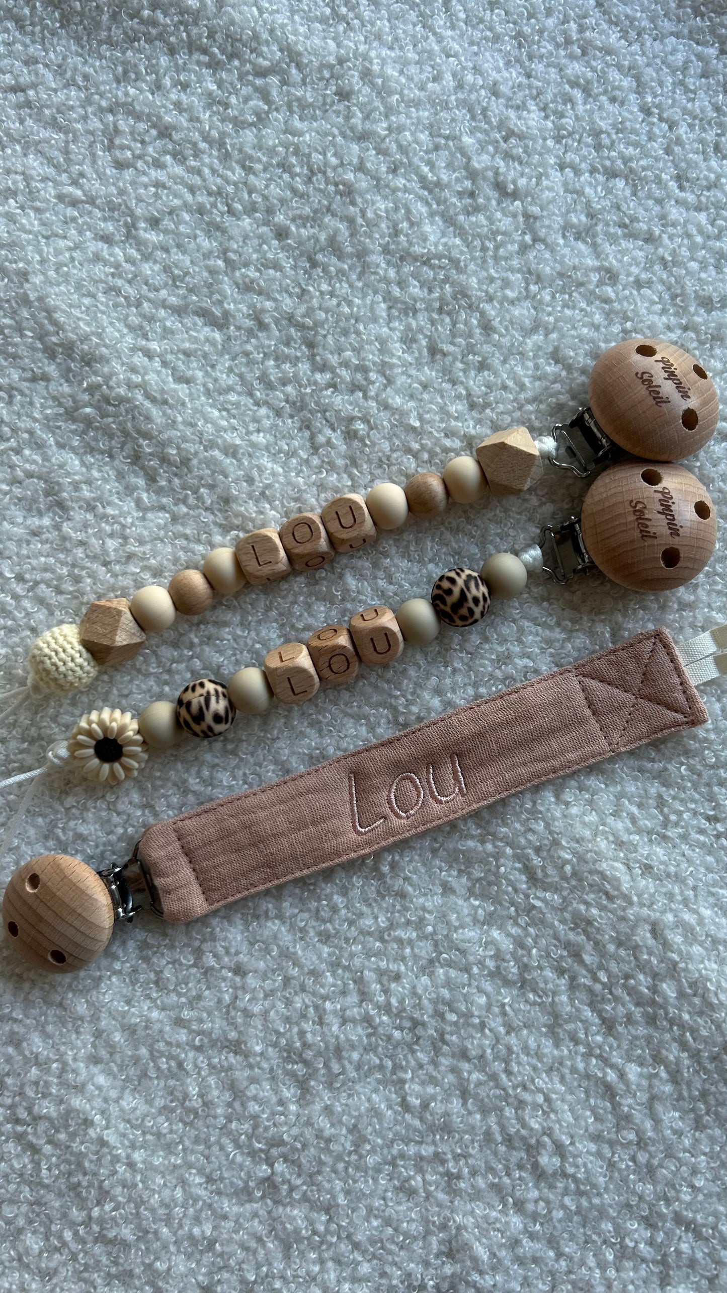 Attache tétine perle en coton