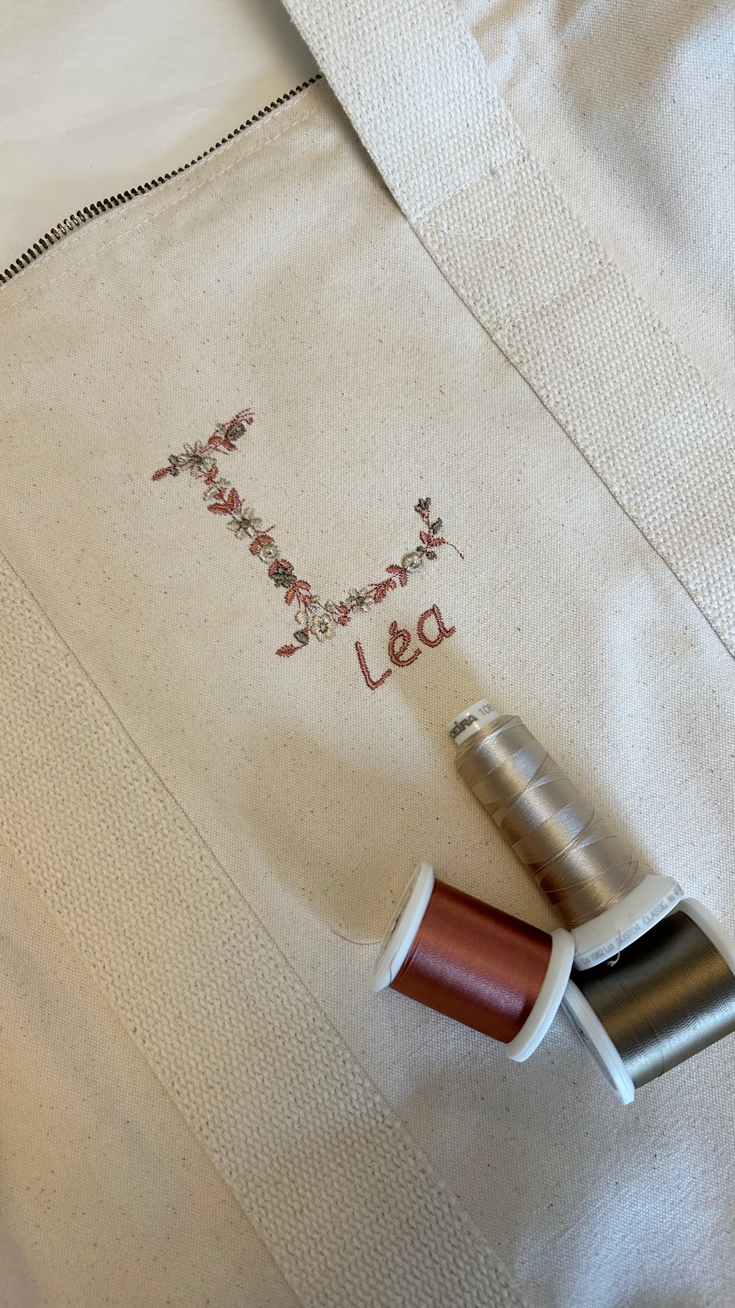 Sac polochon initiale fleurie