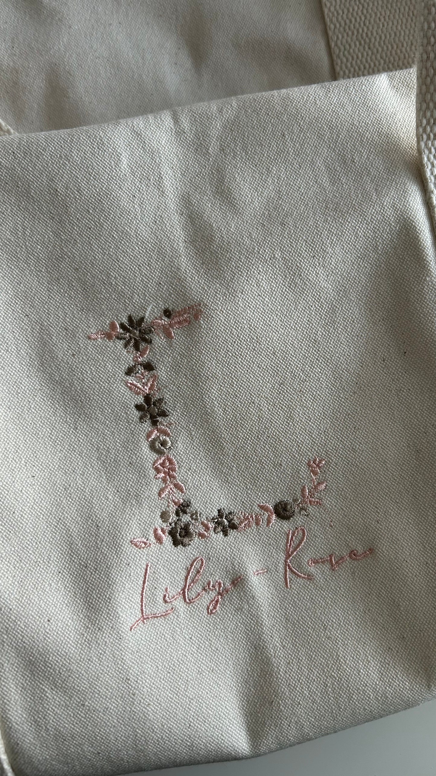 Sac polochon initiale fleurie