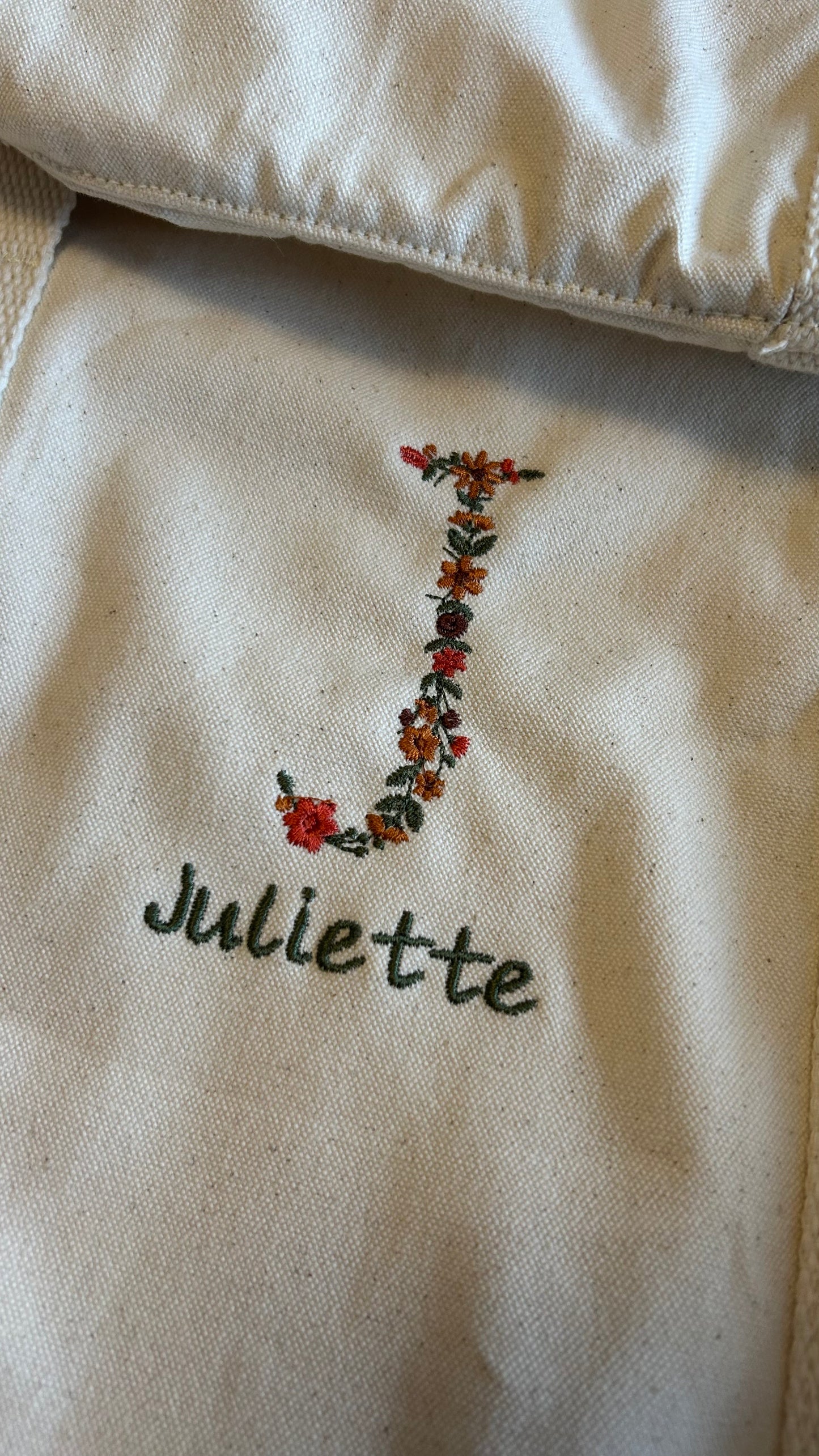 Sac polochon initiale fleurie