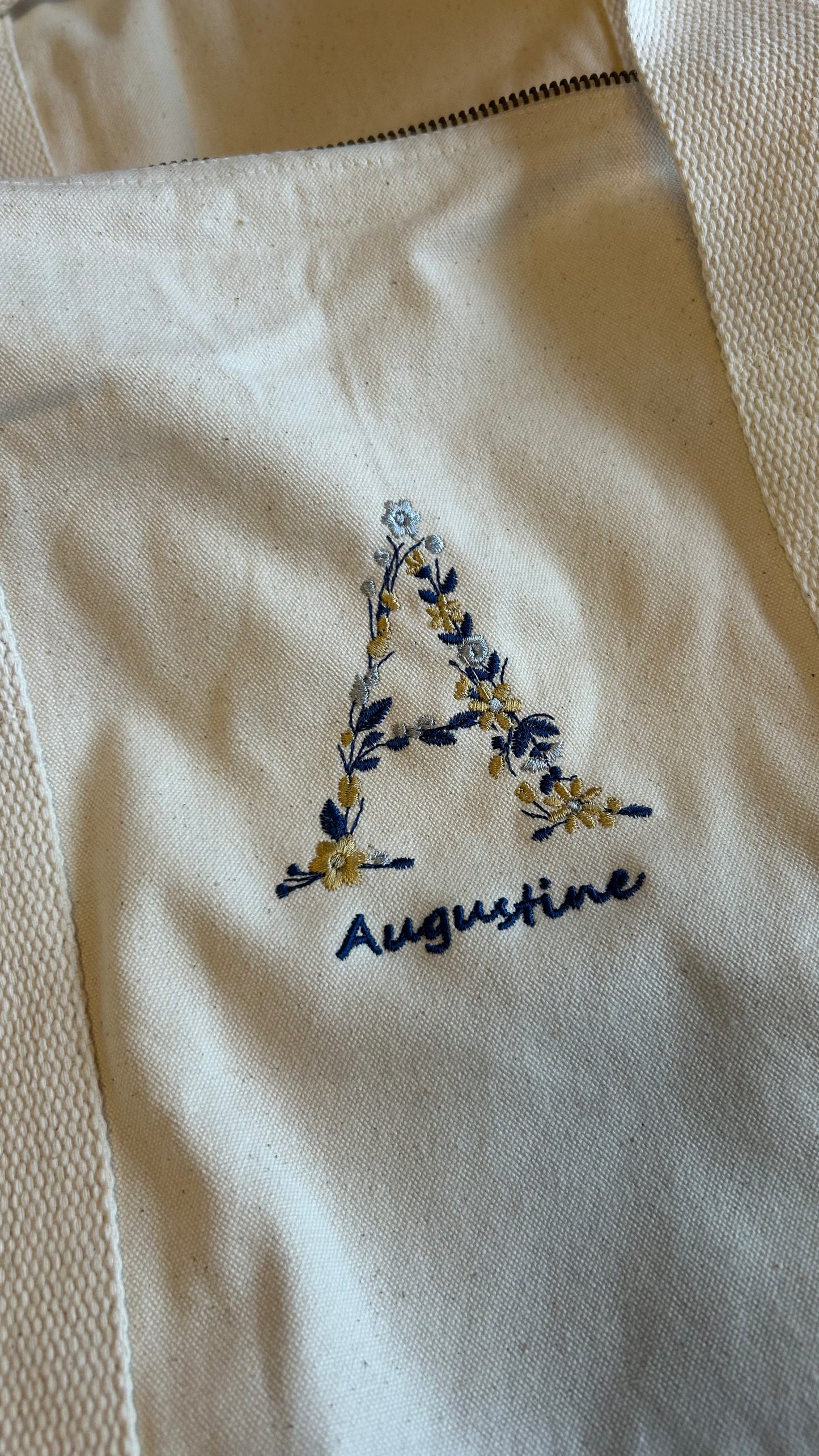 Sac polochon initiale fleurie