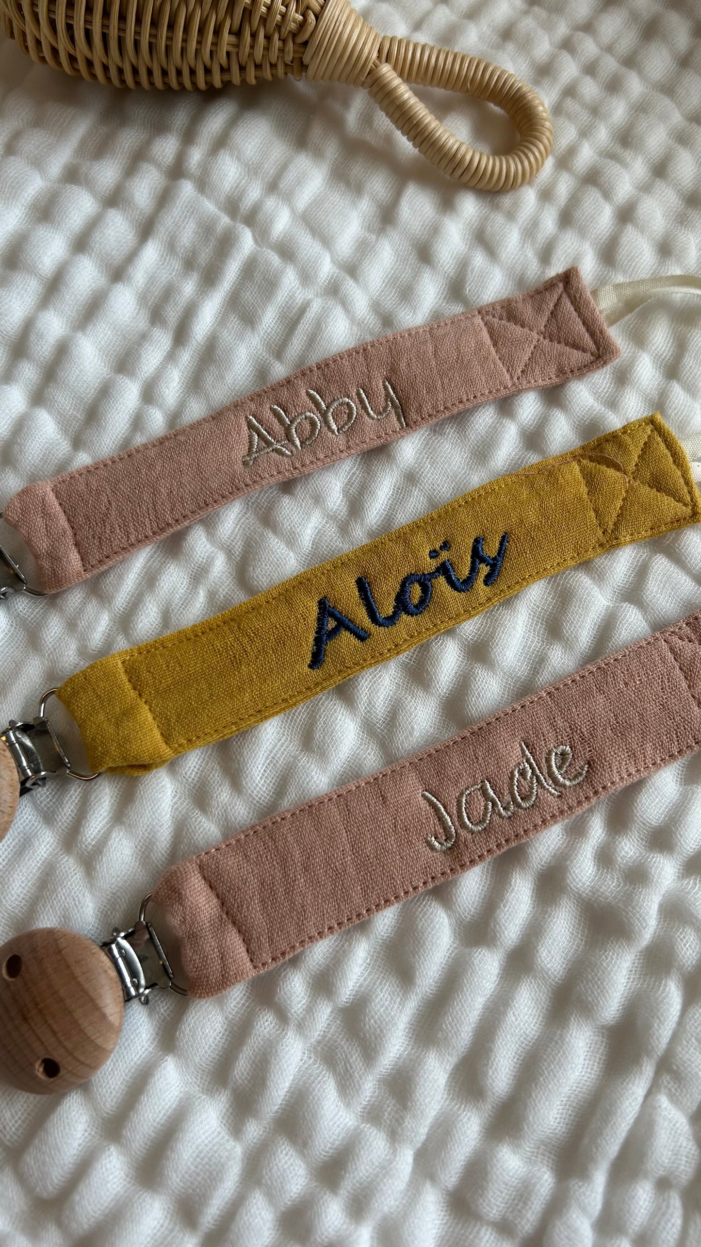 Attache tétine en gaze de coton