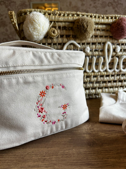 Vanity en coton initiale fleurie