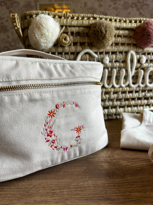 Vanity en coton initiale fleurie
