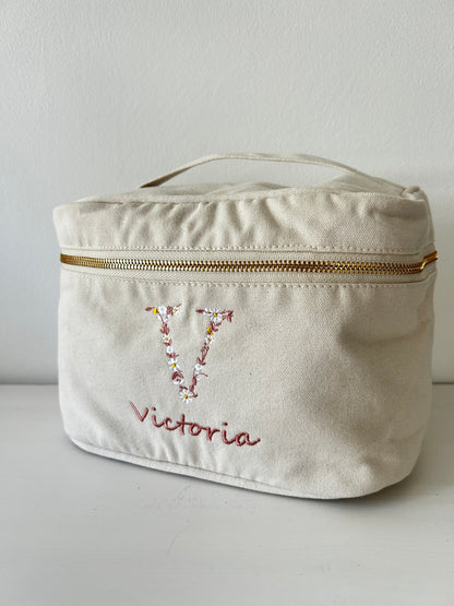 Vanity en coton initiale fleurie