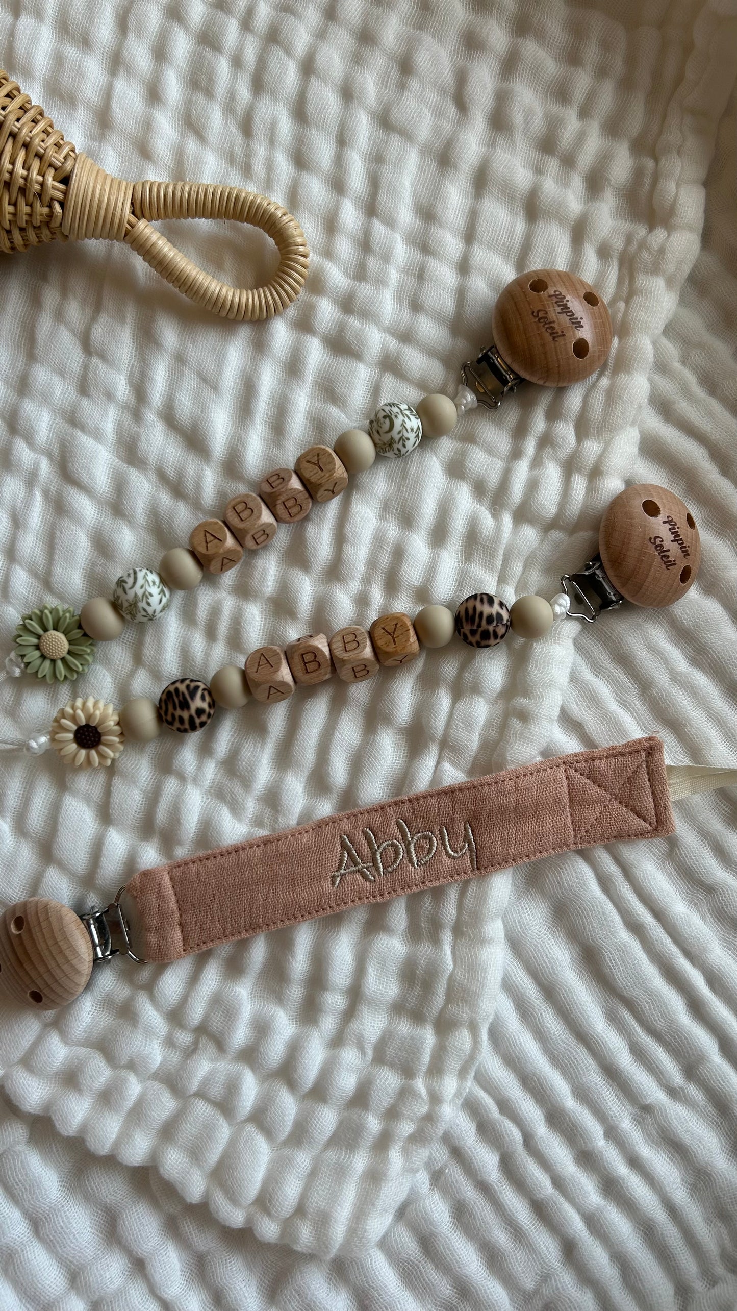 Attache tétine en gaze de coton