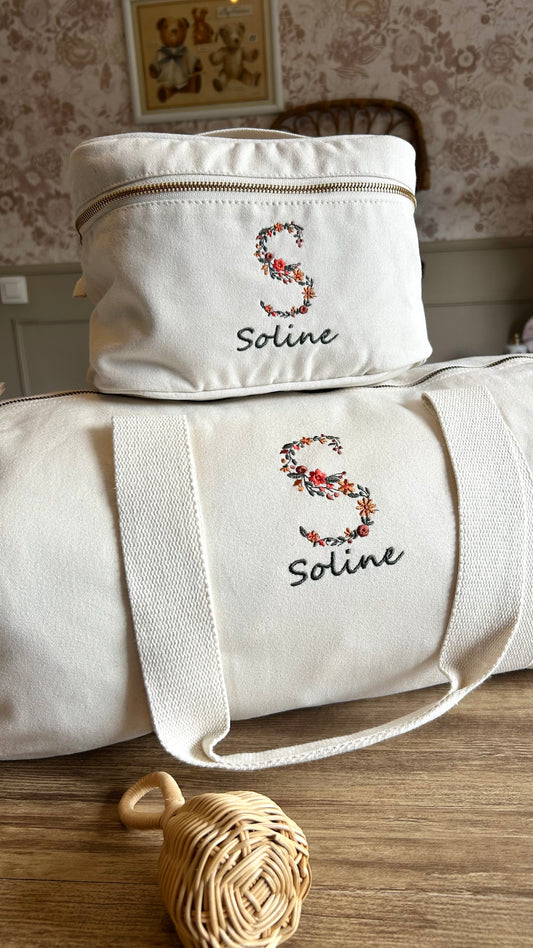 Vanity en coton initiale fleurie
