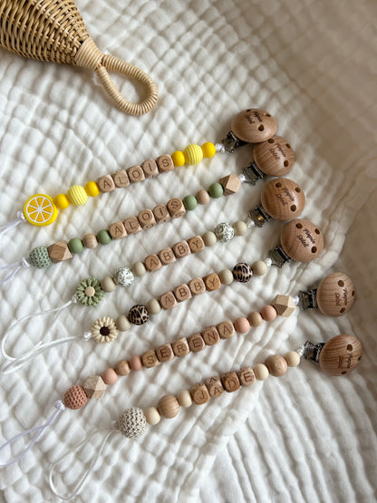 Attache tétine perle en coton