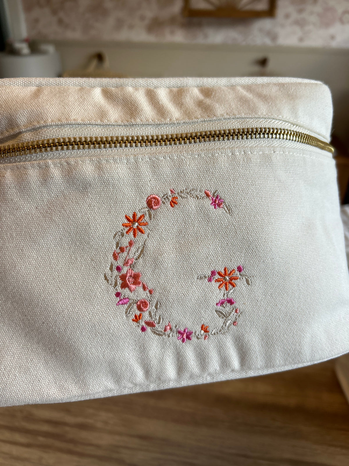 Vanity en coton initiale fleurie