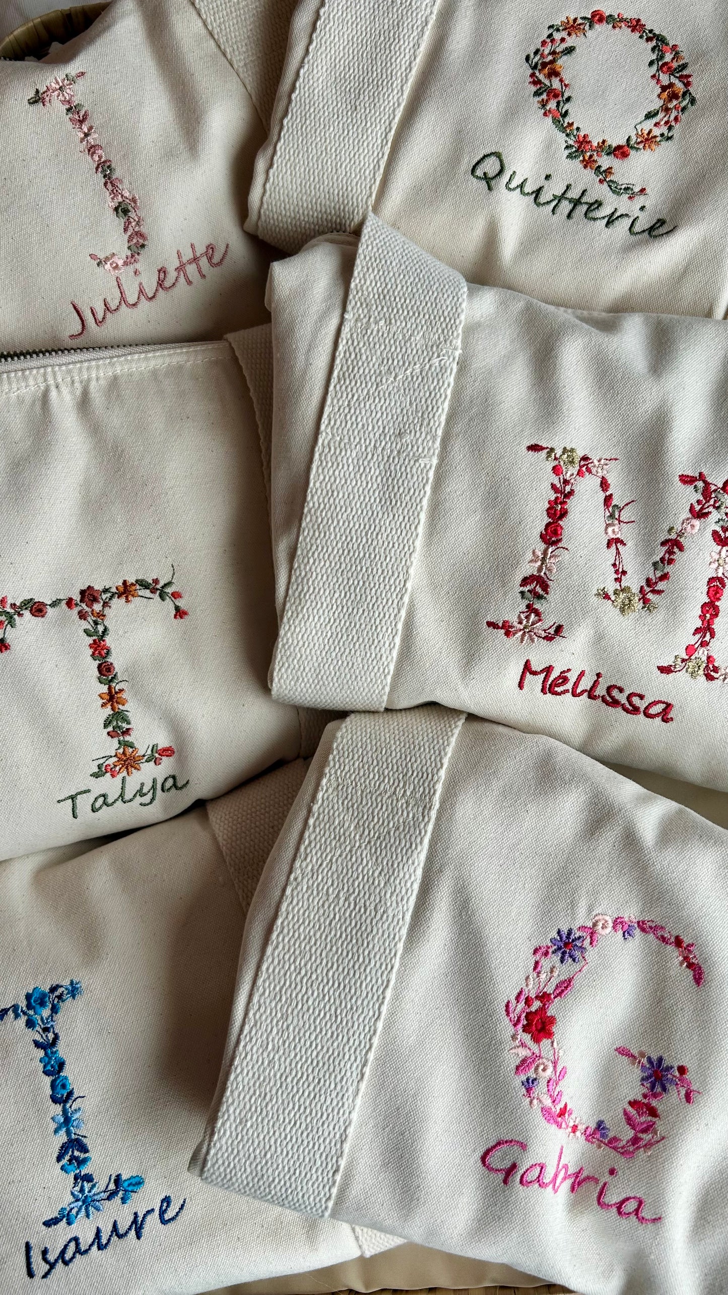 Sac polochon initiale fleurie