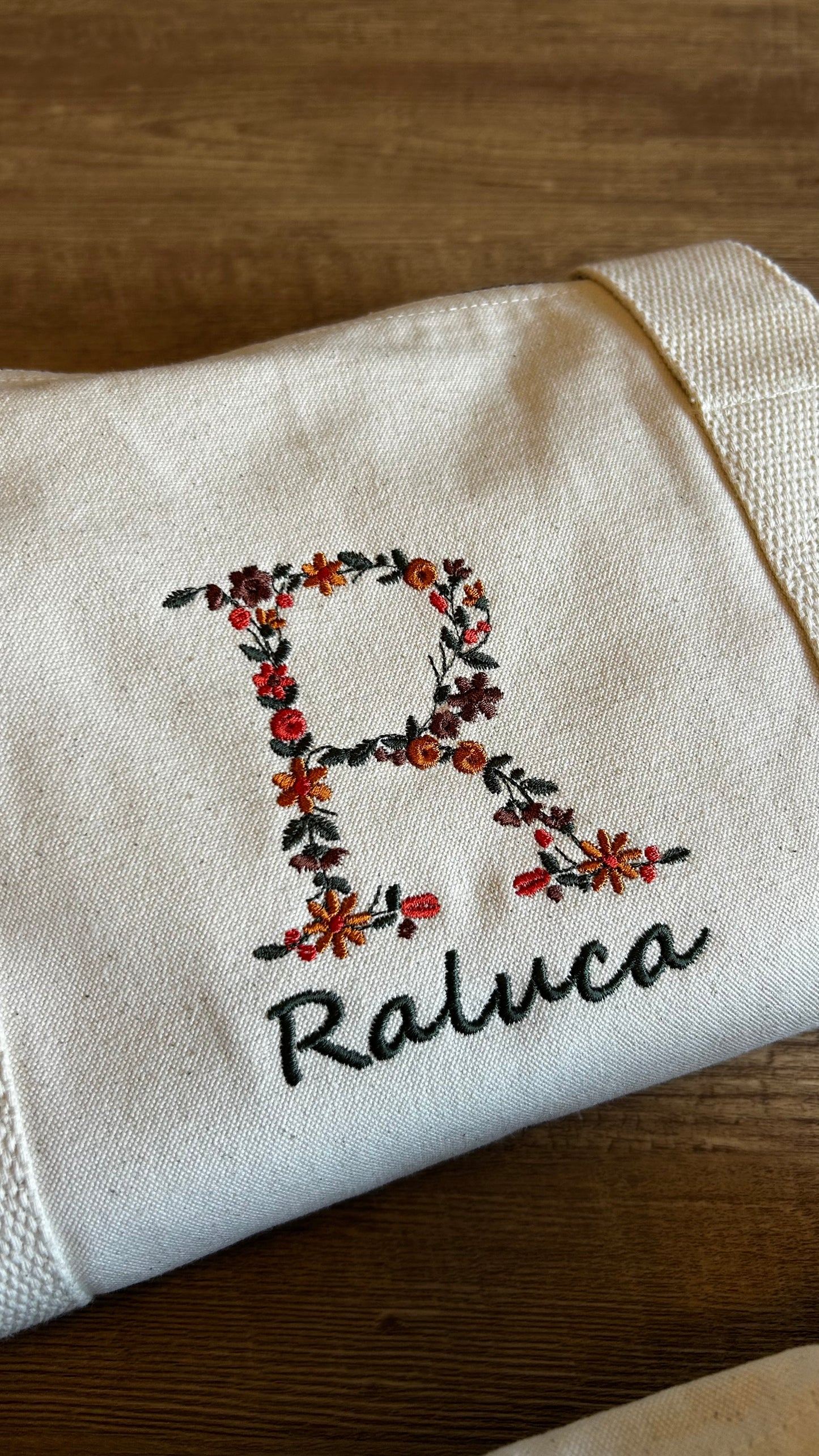 Sac polochon initiale fleurie