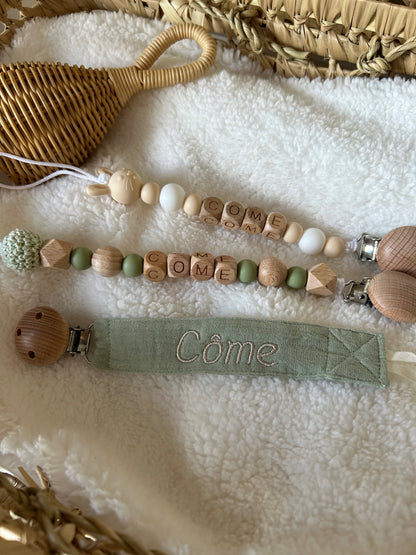 Attache tétine perle en coton