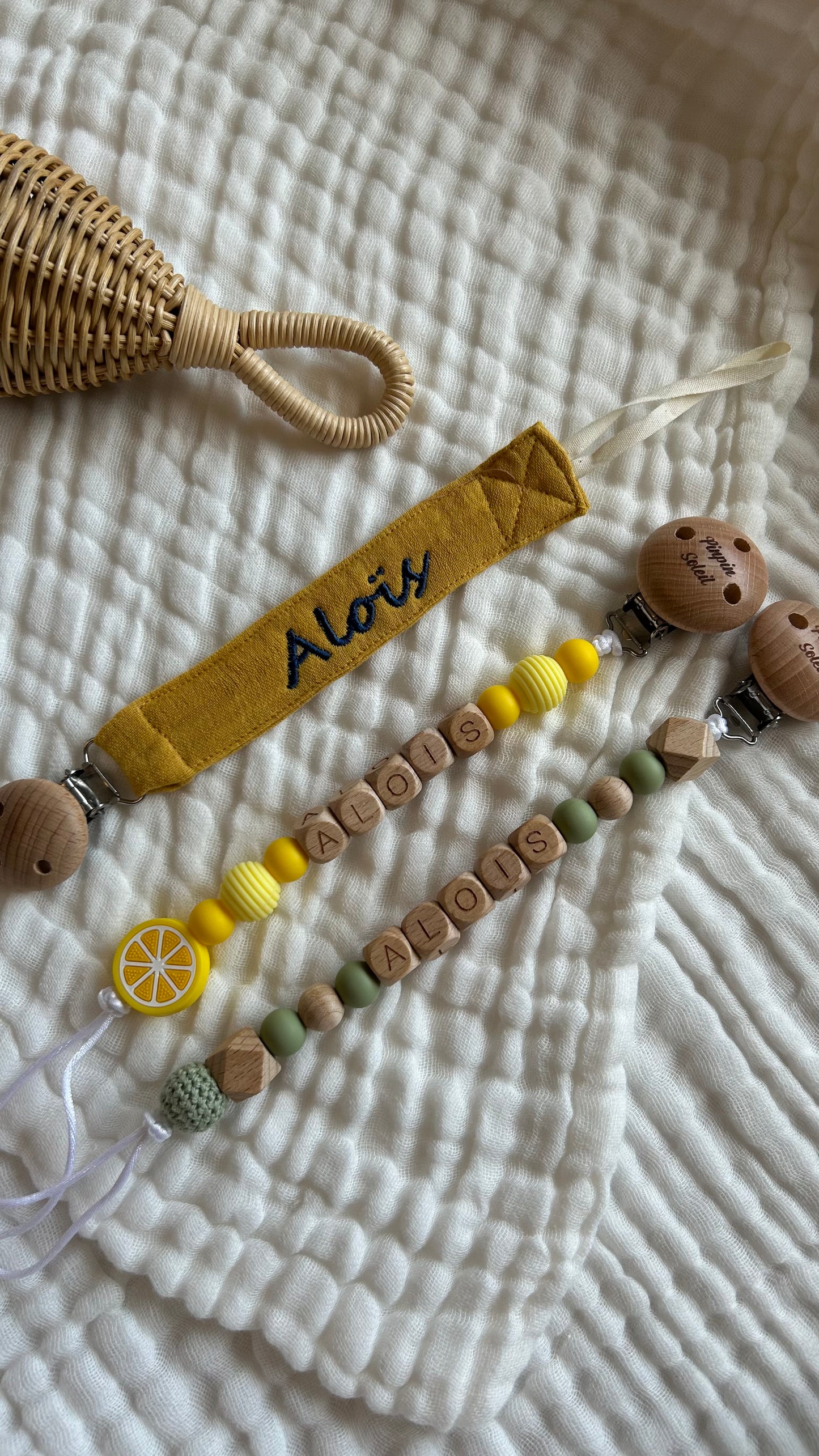 Attache tétine en gaze de coton