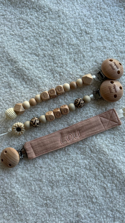 Attache tétine perle en coton