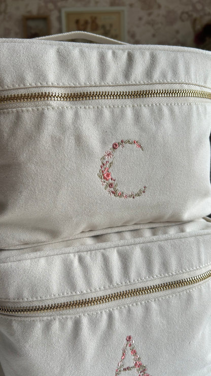 Vanity en coton initiale fleurie