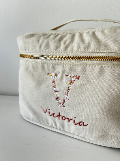 Vanity en coton initiale fleurie