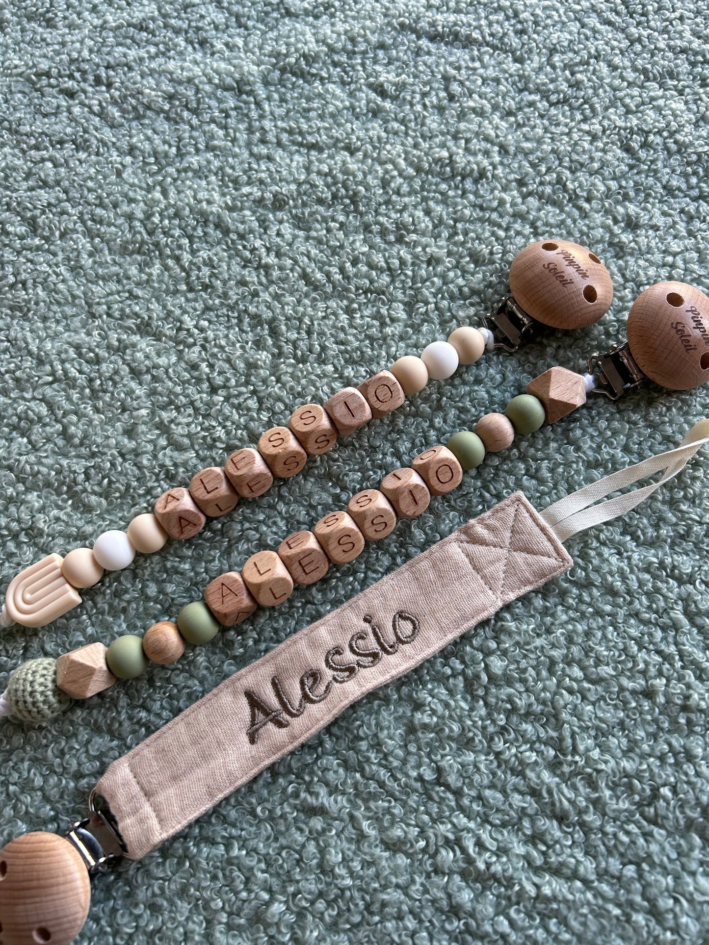 Attache tétine perle en coton