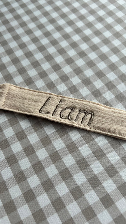Attache tétine en gaze de coton "Liam"