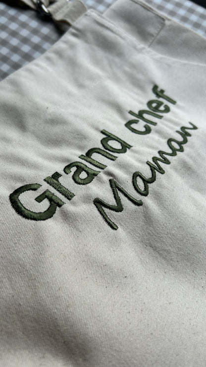Tablier de cuisine pour adulte "Grand chef, Maman"