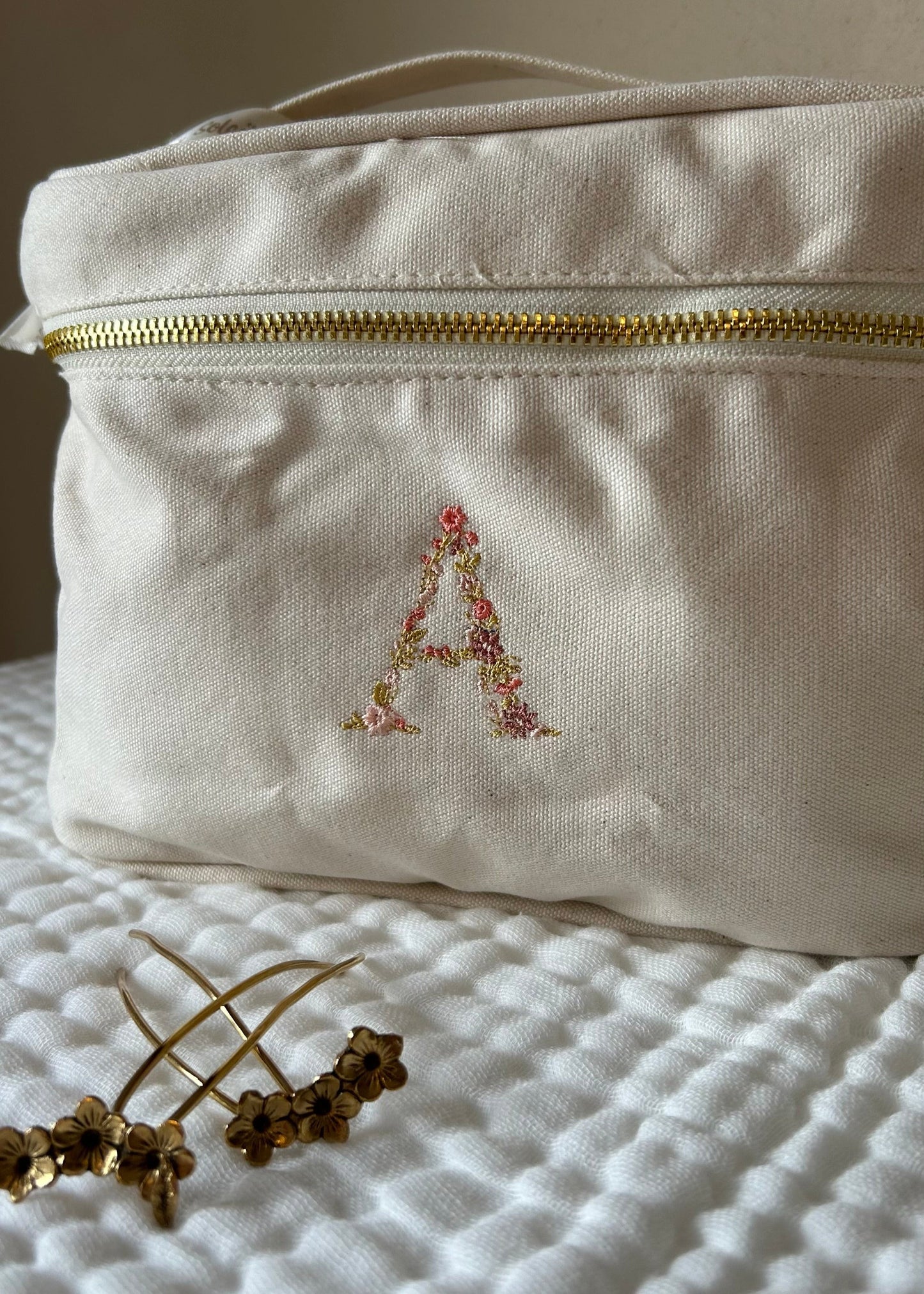 Vanity en coton initiale fleurie
