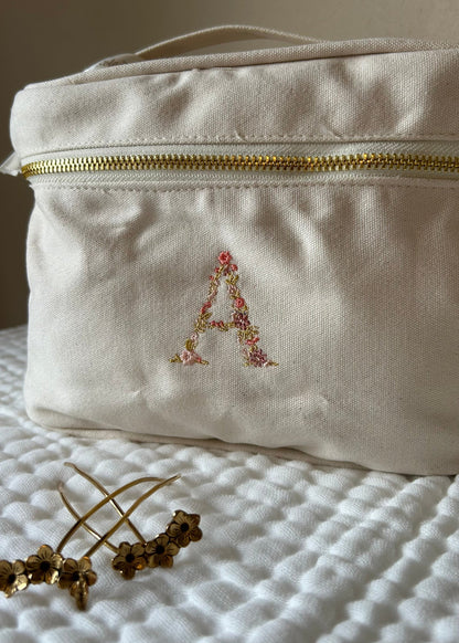 Vanity en coton initiale fleurie