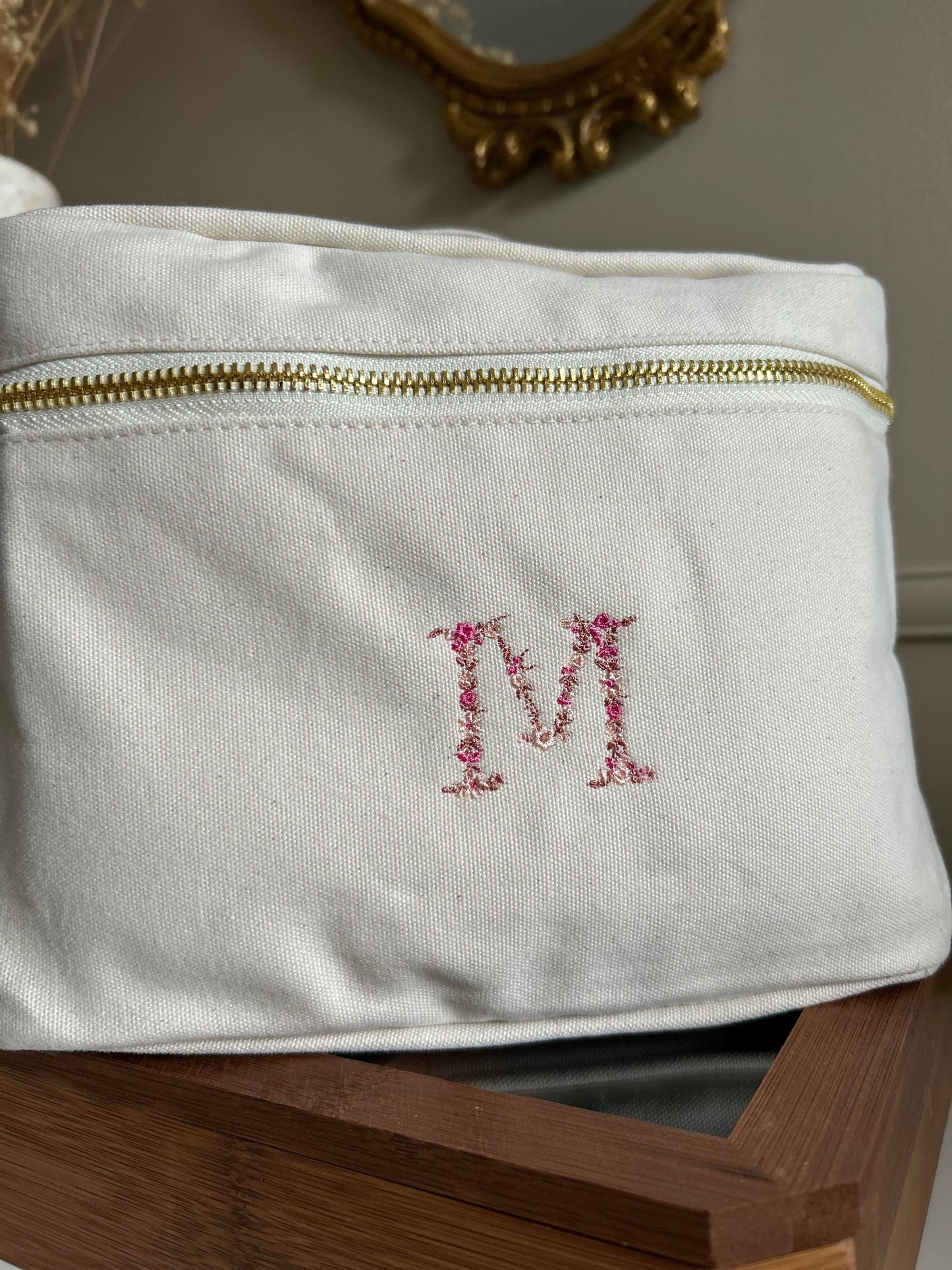 Vanity en coton initiale fleurie